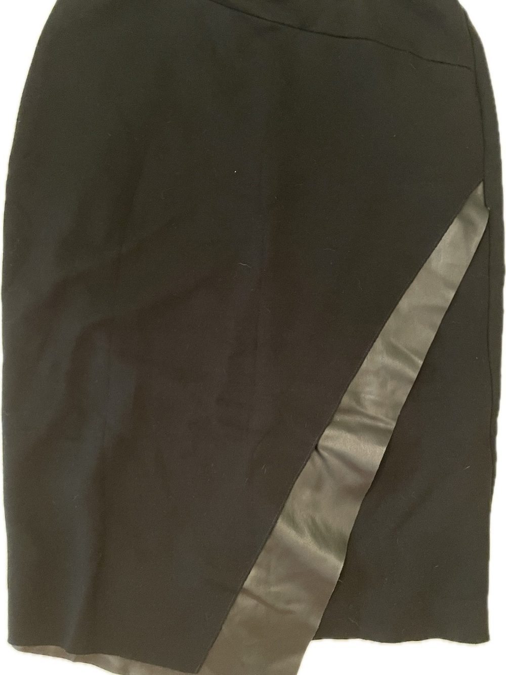 Bailey 44 Black Pencil Skirt with Faux-Leather Diagonal Trim